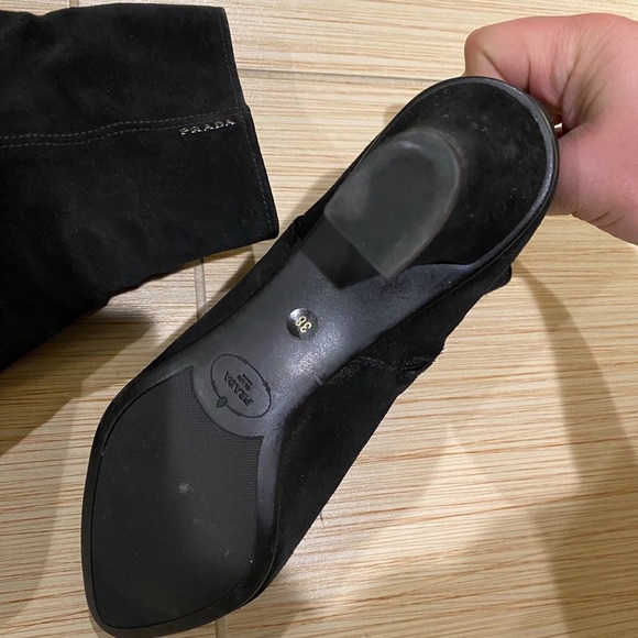 Prada Suede Heeled Ankle Boots - Picture 5 of 13